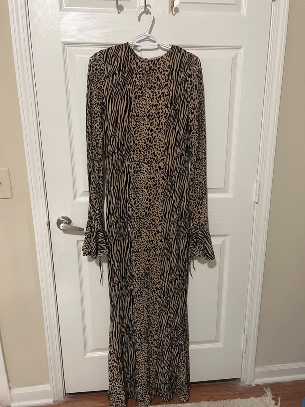 Fashion Nova safari escape backless mesh maxi dress leopard